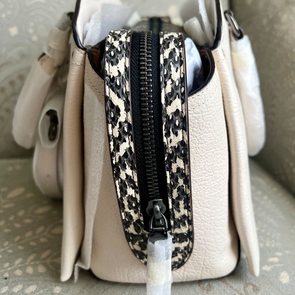 NWT COACH Drew Satchel/ Chalk and  SnakeSkin detail - Picture 7 of 13